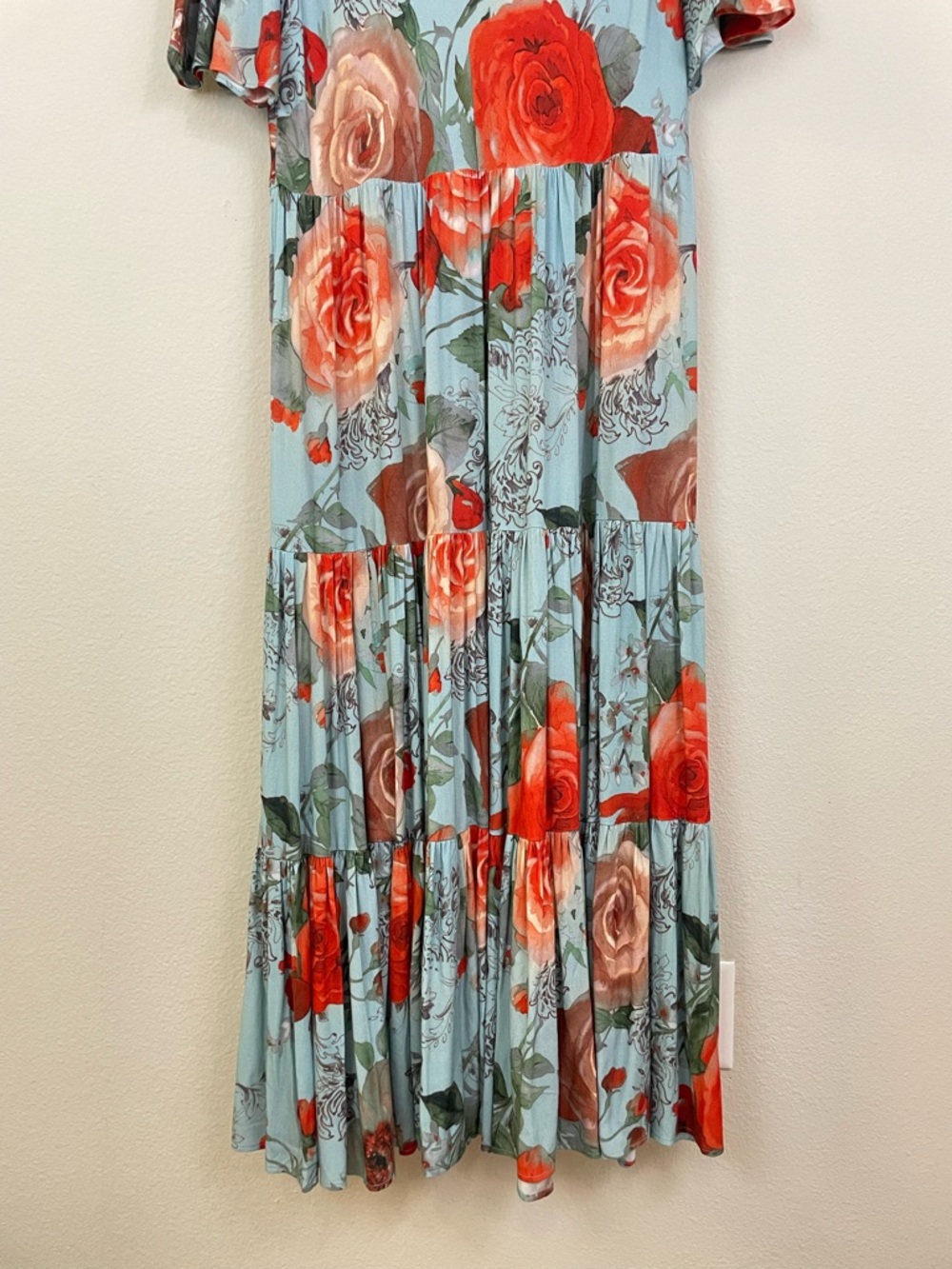 Soft Surroundings Blue Floral Tiered First Blooms Maxi Dress Size Large - Picture 11 of 14